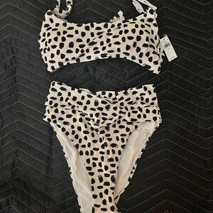 Aerie pique crossover high cut cheeky bikini
